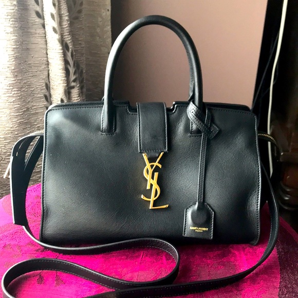 Saint Laurent Handbags - 💯 authentic rare Saint Laurent cabas tote in black with gold hardware.
